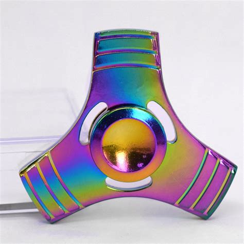 Rainbow Aluminium Metal Fidget Tri Spinner Stress Adhd Autism Finger