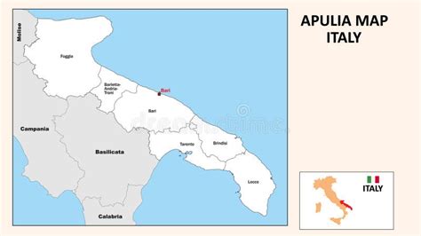 Apulia Map Political Map Of Apulia With Boundaries In White Color