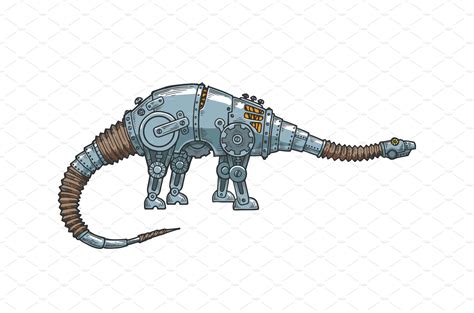 Mechanical Dinosaur Animal Vector Animal Illustrations ~ Creative Market