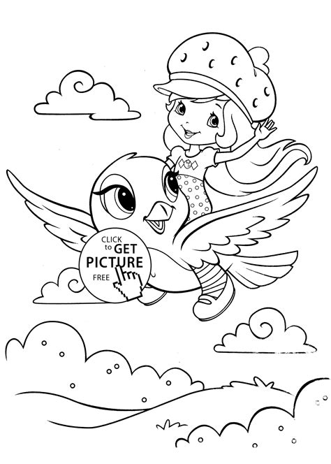 More 100 coloring pages from vegetables and fruits coloring pages category. Strawberry shortcake coloring pages with bird, printable free