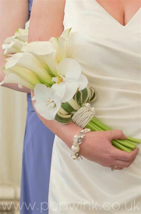 Modernized Arm Bouquet Calla Lilies And Orchids Small Wedding