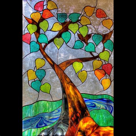 Trees And Leaves Stained Glass Stained Glass Art Stained Glass
