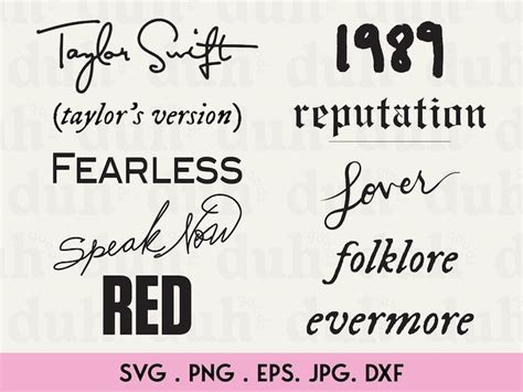 Taylor Swift Album Titles Version Bundle Svg Sublimation File Etsy