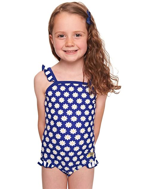Zoggs Daisy Stripe Frill Toddler Girls One Piece Swimsuit