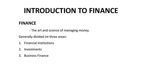 Solution Introduction To Finance Studypool