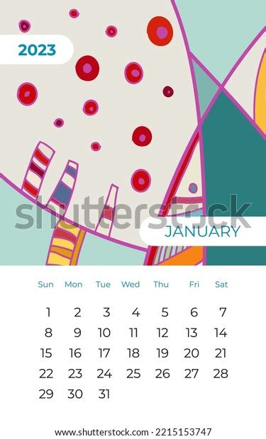 2023 January Calendar Abstract Contemporary Art Stock Vector Royalty