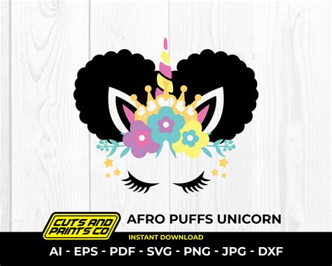 Afro Puffs Unicorn Svg Unicorn Afro Svg Unicorn Svg Etsy Uk