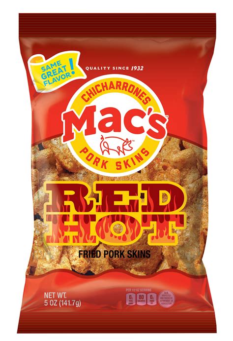 Macs Red Hot Pork Skins Zero Carb Snacks 5 Oz