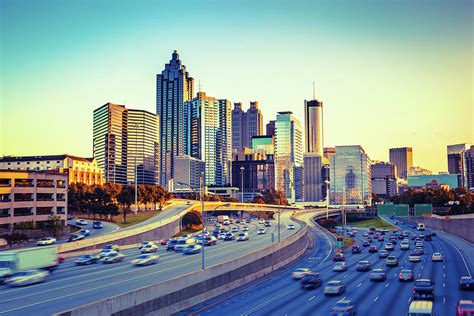 Atlanta Skyline And Highway At Sunset By Moreiso