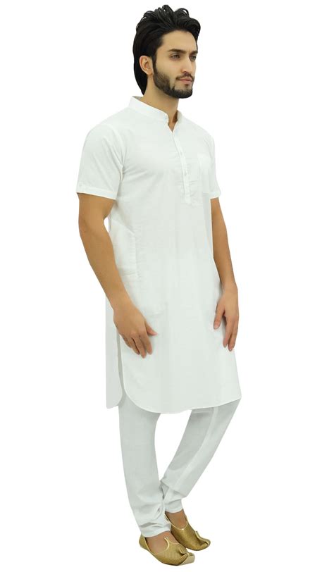 Atasi Mens Ethnic White Kurta Pajama Set Casual Collar Punjabi I2x Ebay