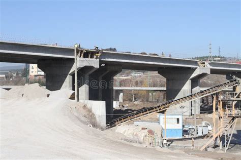 New Highway Under Construction A New Bridge Freeway Made Of Concrete