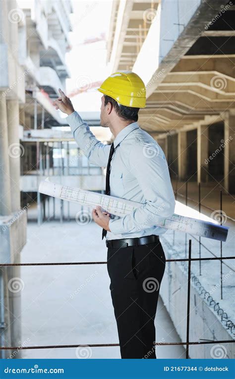 Architect On Construction Site Stock Photo Image Of Businessman Male