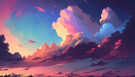 Colorful Sky And Dense Clouds In The Evening Fantasy Skyline For
