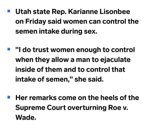 Askaubry 🦝 On Twitter Last Year Rep Karianne Lisonbee Said Women Control The Intake Of Semen