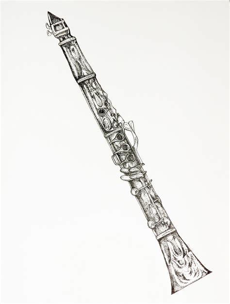 Clarinet Drawing Pencil Sketch Colorful Realistic Art Images