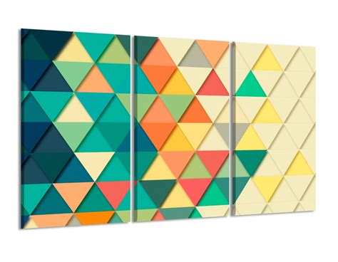 Colorful Geometric Wall Art Large Canvas Print Stretched Ready Etsy