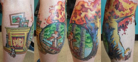 My Calvin And Hobbes Tattoo Finished The Coloring Done By Ashley Dorr