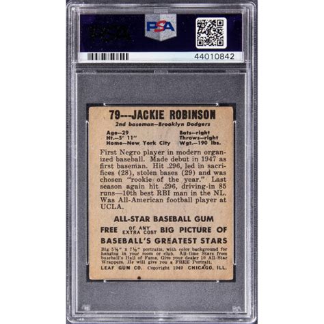 1948 Leaf 79 Jackie Robinson Rookie Card Psa Vg 3 Collectorutopia