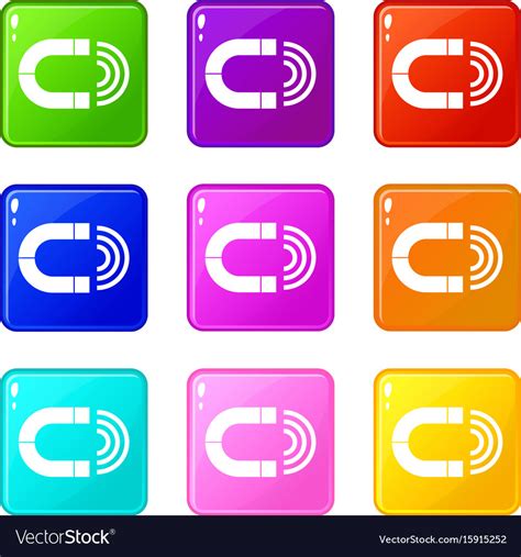 Magnet Icons 9 Set Royalty Free Vector Image Vectorstock