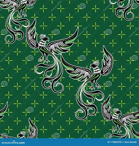 Phoenix Seamless Pattern Vector Illustration Abstract Phoenix Fantasy