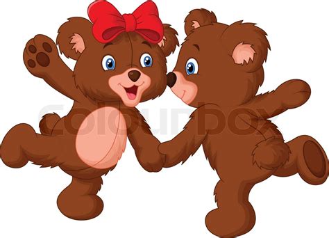 cute bear couple cartoon dancing stock vector colourbox