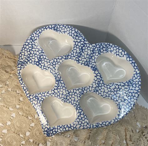 Vintage Ceramic Heart Shaped Cake Pan Muffin Pan Cupcake Etsy Heart