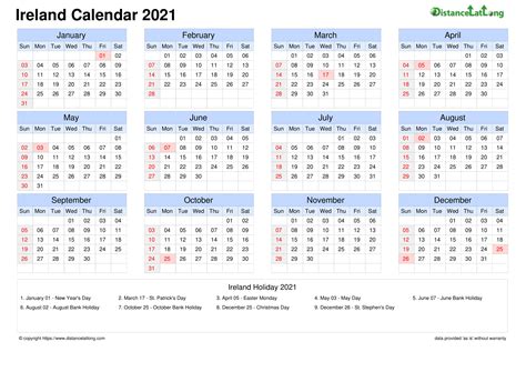 Bank Holidays Ireland 2021 Calendar Gambaran