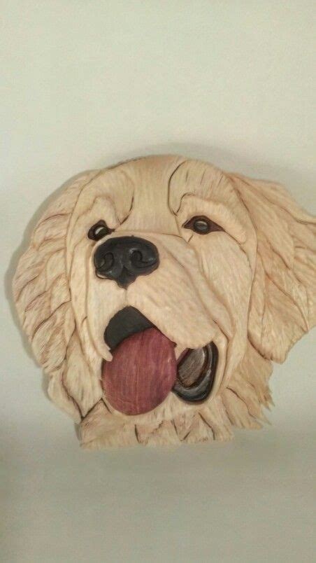 Custom Intarsia Dog Portrait Golden Retriever Intarsia Wood Patterns