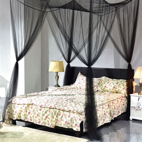 Hig mosquito net bed canopy with lace dome. Elegant Four Corner Canopy Bed Netting Mosquito Net Full ...