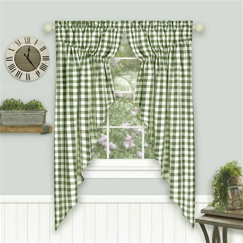 Country Farmhouse Plaid Gingham Check Oversized Swag Valance Curtain