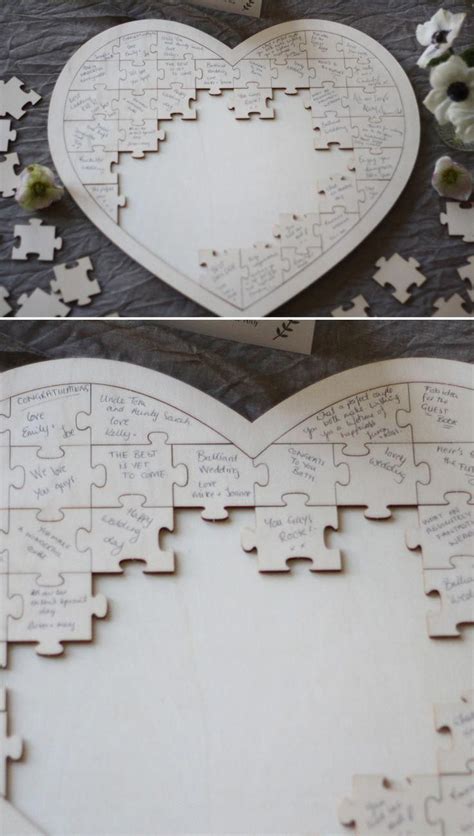 Create a unique alternative to the traditional guest book with this charming wooden heart shaped jigsaw puzzle. Wooden Heart Jigsaw Puzzle Wedding Guest Book | Wedding ...