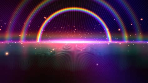 4k Tripple Rainbow Sparkling Space Horizon Beautiful Wallpaper Background Video 2160p Animation