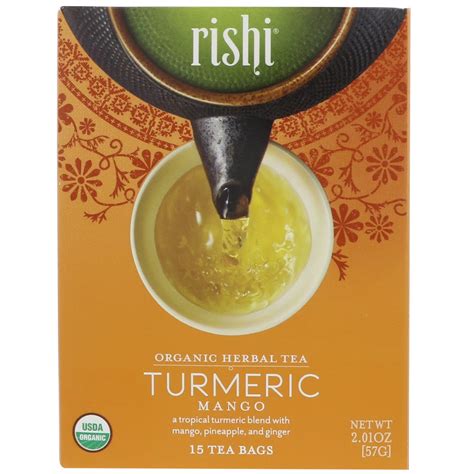 Rishi Tea Organic Herbal Tea Turmeric Mango Tea Bags Oz