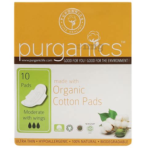 Purganics Organic Cotton Pads Moderate Flow Buy Packet Of 100 Pads At Best Price In India 1mg