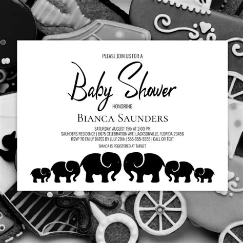 Gender Neutral Simple Elephants Baby Shower Invitation Zazzle