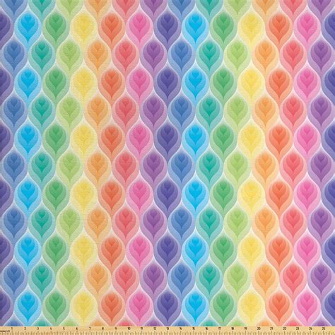 Colorful Fabric By The Yard Rainbow Design Ikat Inspired Motifs Leaf