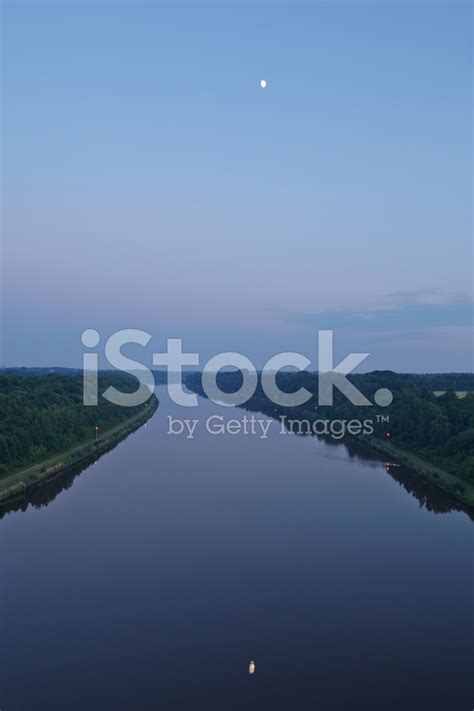 Completed in 1895, it is one of the world's busiest canals. Kiel Canal AT Beldorf from The Gruenental Bridge Stock ...