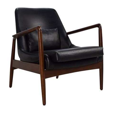 62 Off Black Leather Lounge Chair Chairs