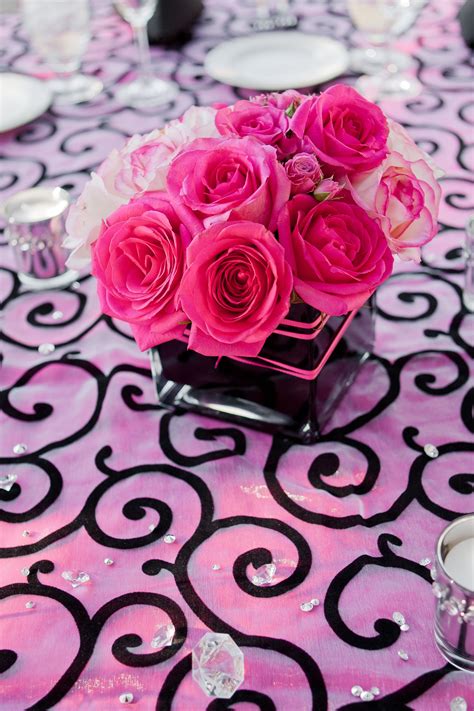 Hot Pink Rose Centerpiece Pink Centerpieces Hot Pink Centerpieces
