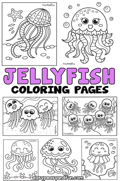 Jellyfish Coloring Pages - Easy Peasy and Fun