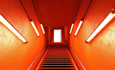 Wallpaper Lights Neon Red Photography Symmetry Yellow Orange