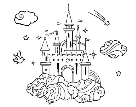 Fondo de paisaje de otoño de dibujos animados para niños image 22062895. Dibujo de Castillo en las nubes para Colorear - Dibujos.net
