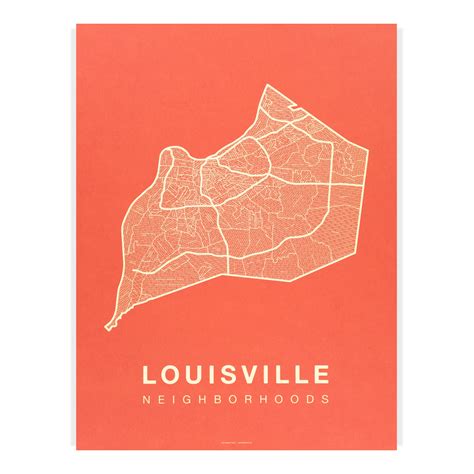 Louisville Neighborhood Map Poster Louisville City Map Art Print