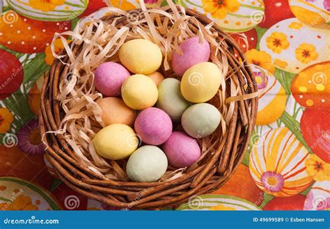 Easter Egg In Basket Stock Image Image Of Eggs Basket 49699589