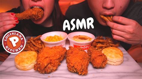 ASMR Popeyes Fried Chicken Crunch Sound MUKBANG No Talking ASMR