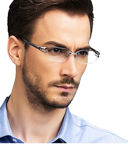 Agstum Pure Titanium Half Rimless Business Glasses Frame Eyeglasses Clear Lens Buy Online In