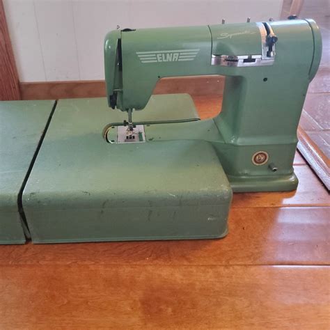 Elna Supermatic Vintage Green Sewing Machine With Case And Etsy