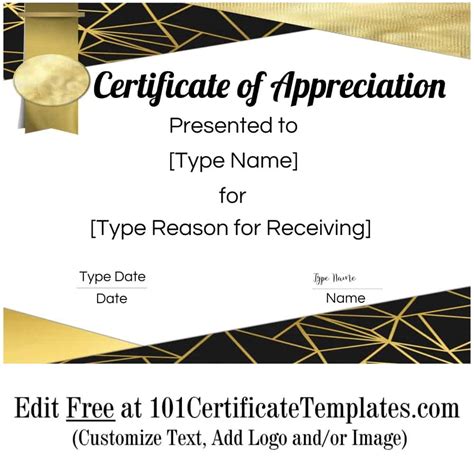 Printable Certificate Of Appreciation Editable Certificate Template Images