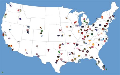 College Football Teams Map