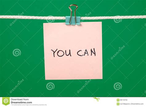 Pink Paper Sheet On The String With Text â€œyou Canâ€ Stock Image